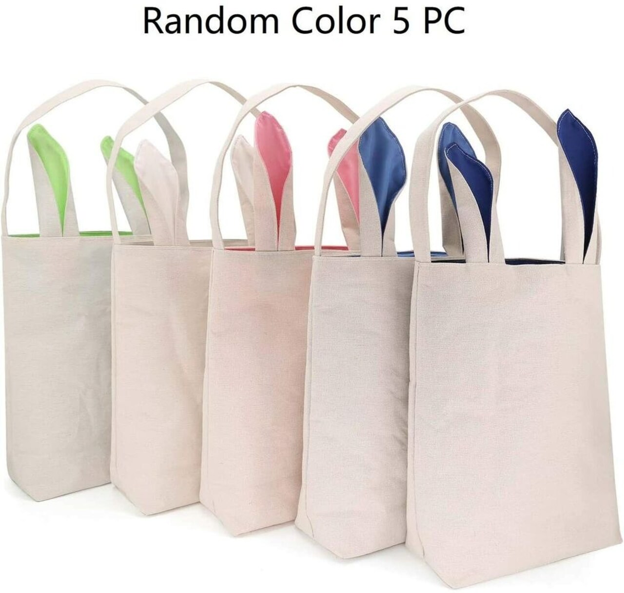 Easter Bunny Ear Bag & Basket, Dual Layer Canvas Bag for Easter Egg Hunt Basket
